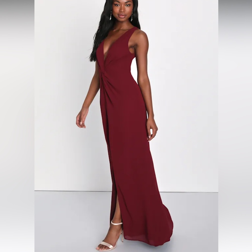 Lulu's Burgundy Sleeveless Maxi Dress Medium